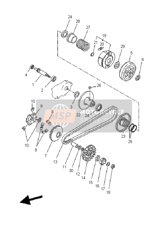 Yamaha EW50N SLIDER 2010 Embrague para un 2010 Yamaha EW50N SLIDER